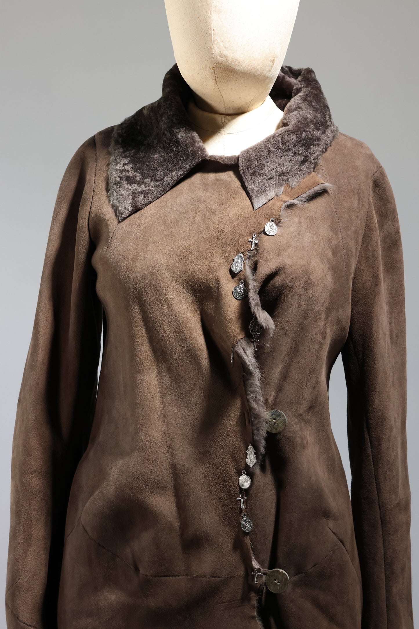 Maxfield Parrish Lambskin Coat With Icons - CT84 Taupe