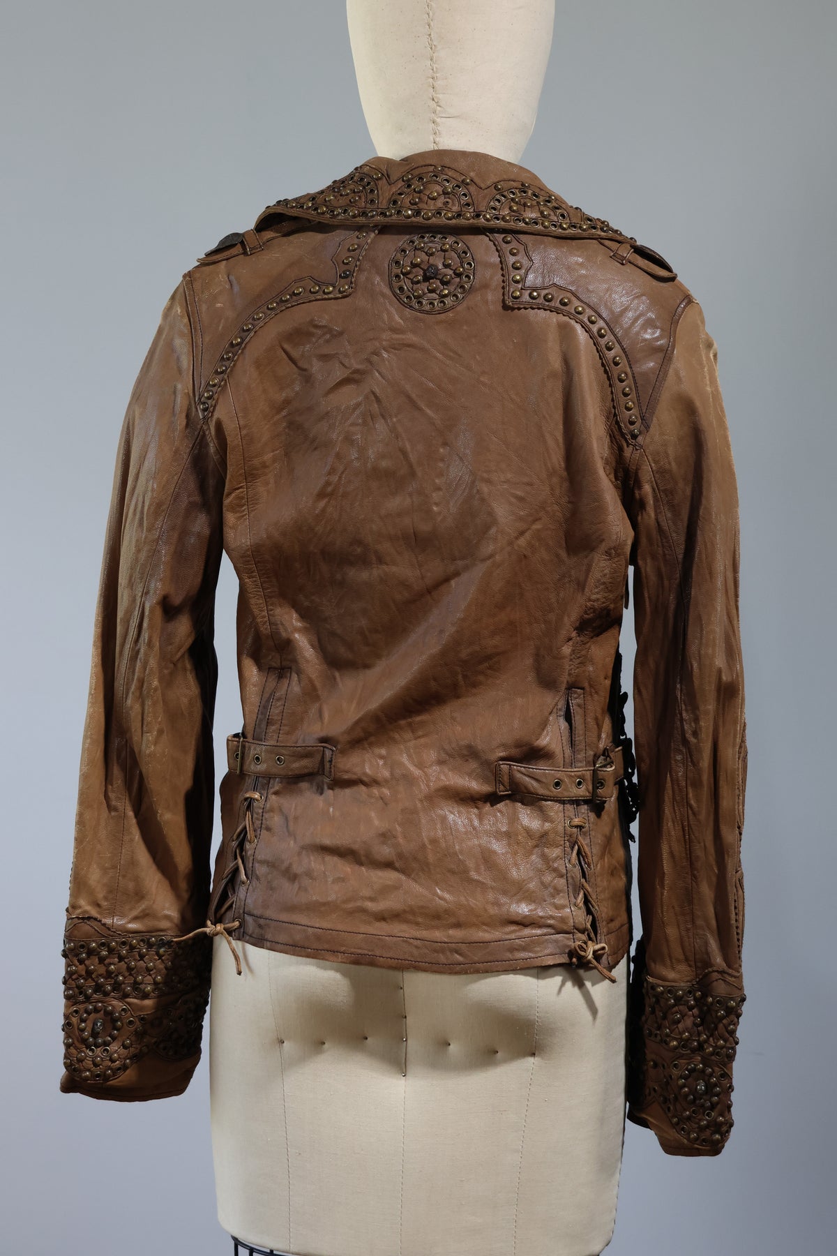 Share Spirit Studded Goat Leather Jacket JK2 — Distressed Natural