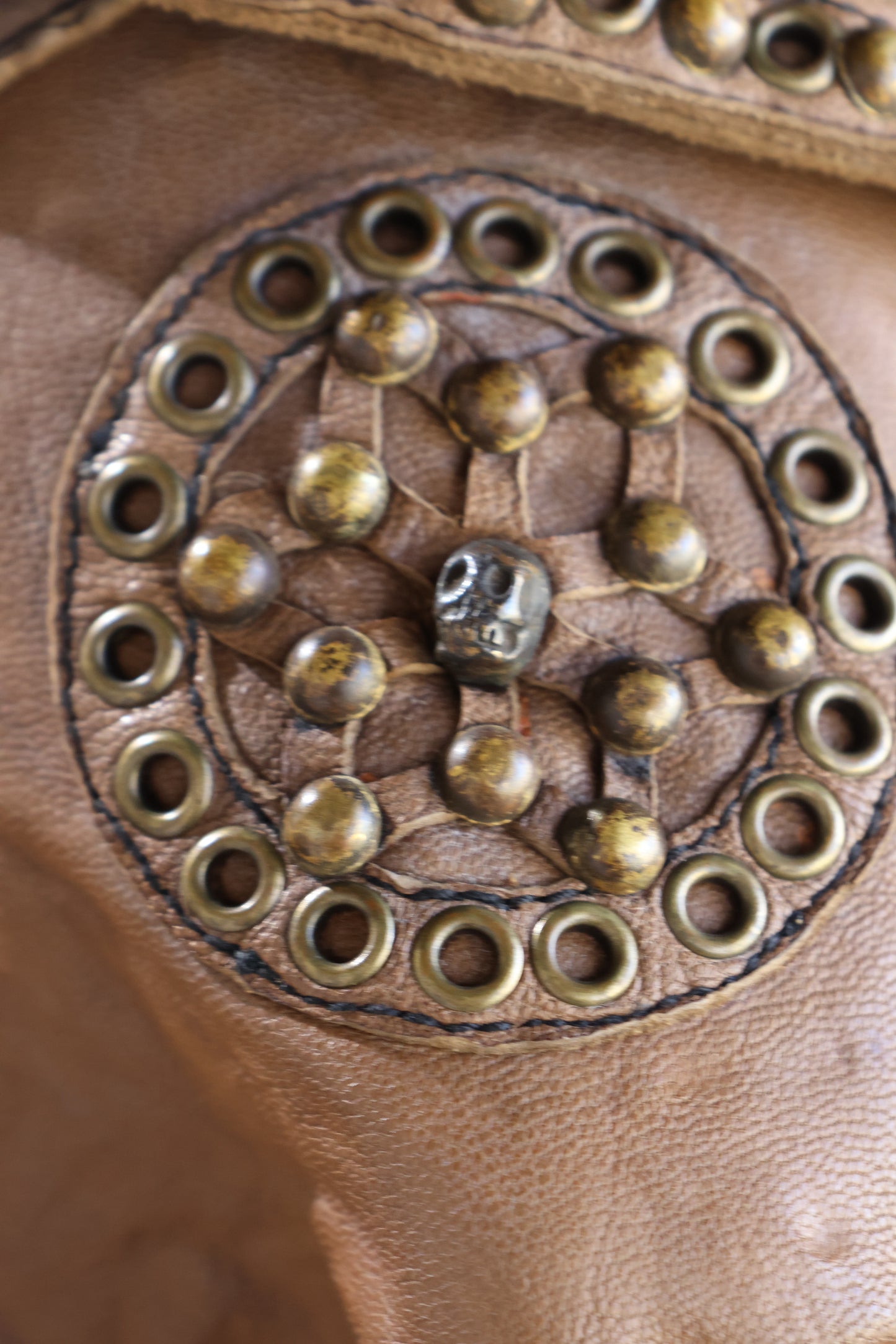 Share Spirit Goat Leather Jacket With Studs - JK2 Distressed Natural