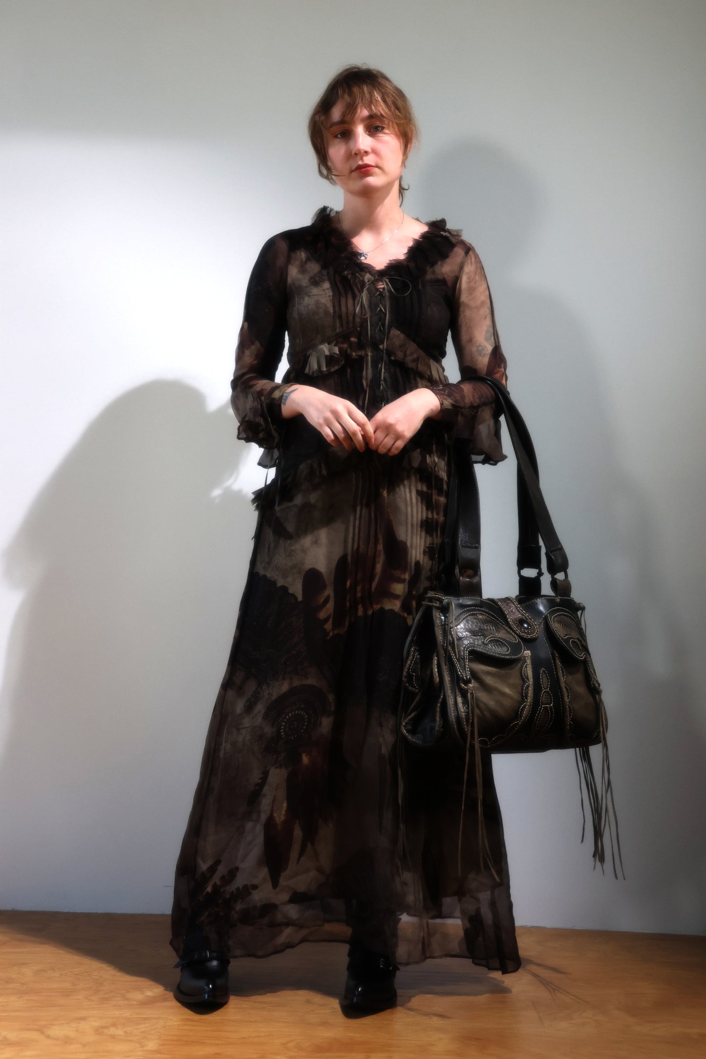 Share Spirit Hand Tooled Leather Bag - Distressed Black