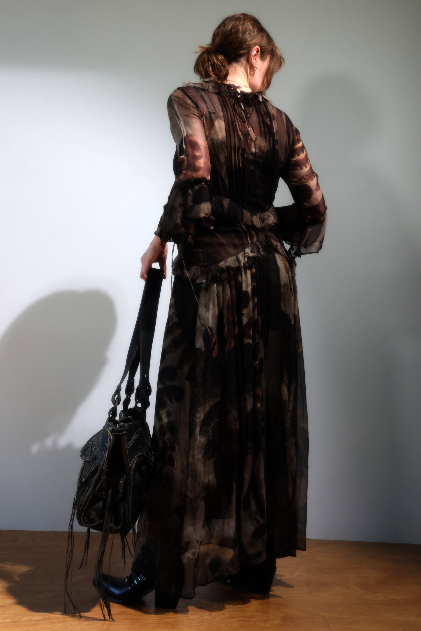 Share Spirit Lady's Silk Dress - Beige Brown