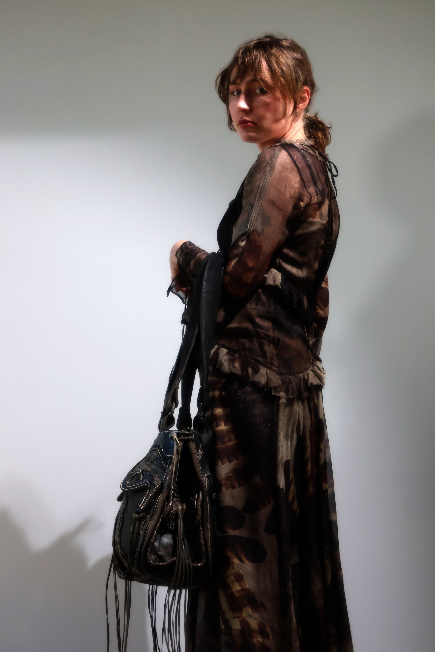 Share Spirit Lady's Silk Dress - Beige Brown