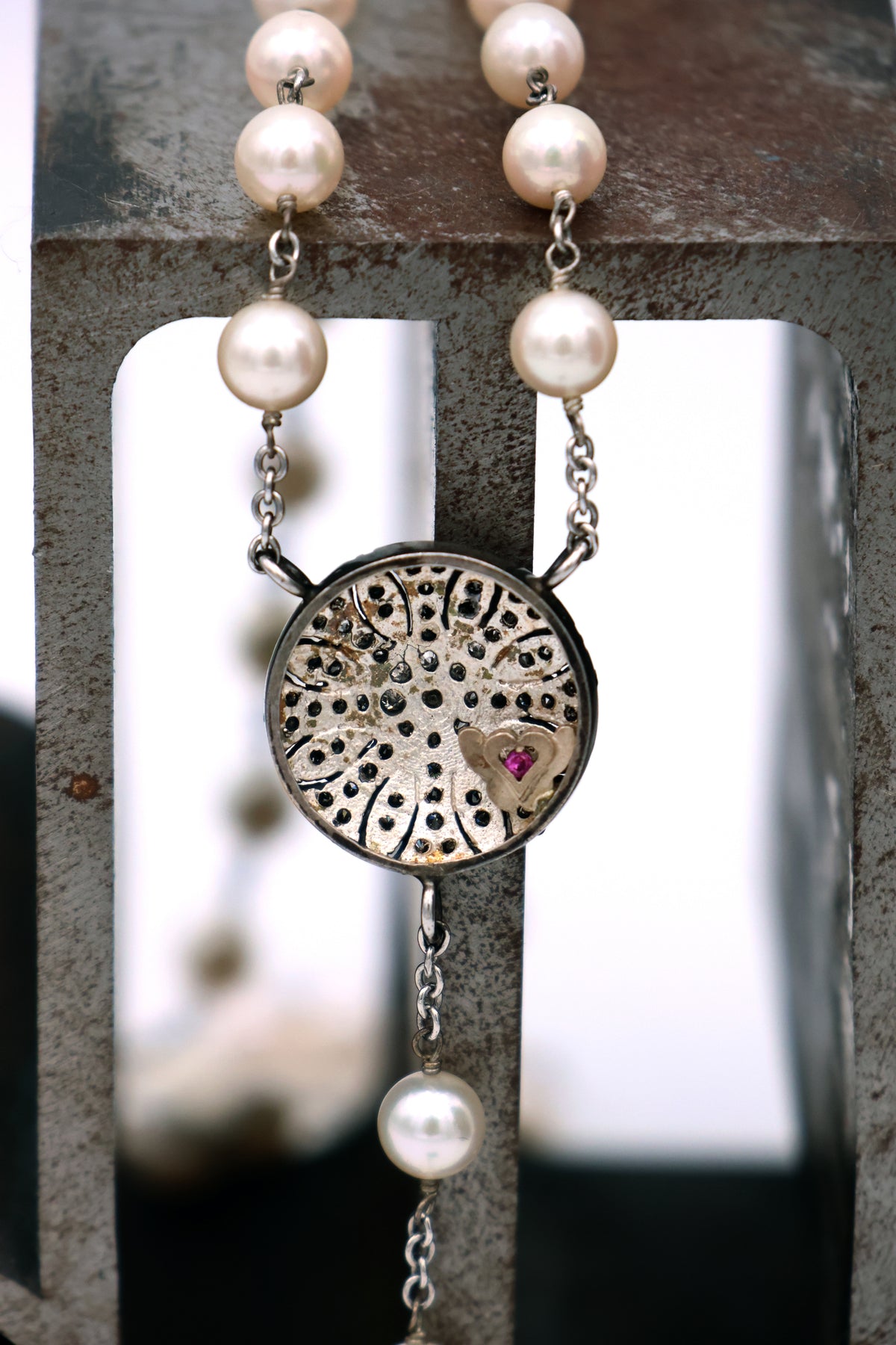 Maltese Diamond Cross &amp; Pearl Necklace