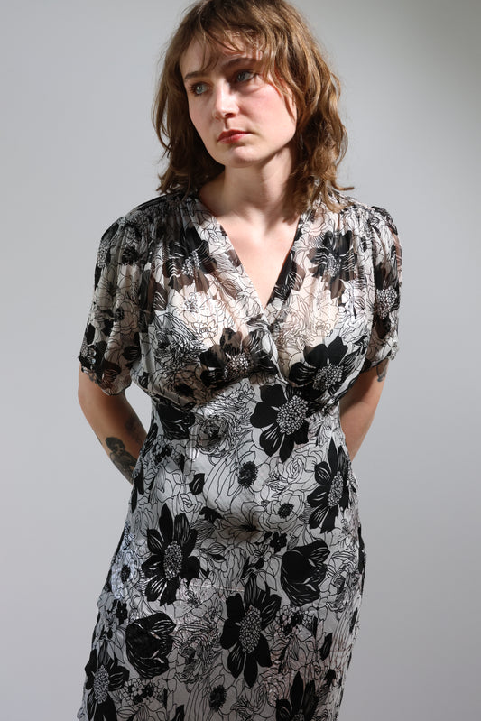 Les Habitudes No Pocket 40’s Dress - Silk Floral