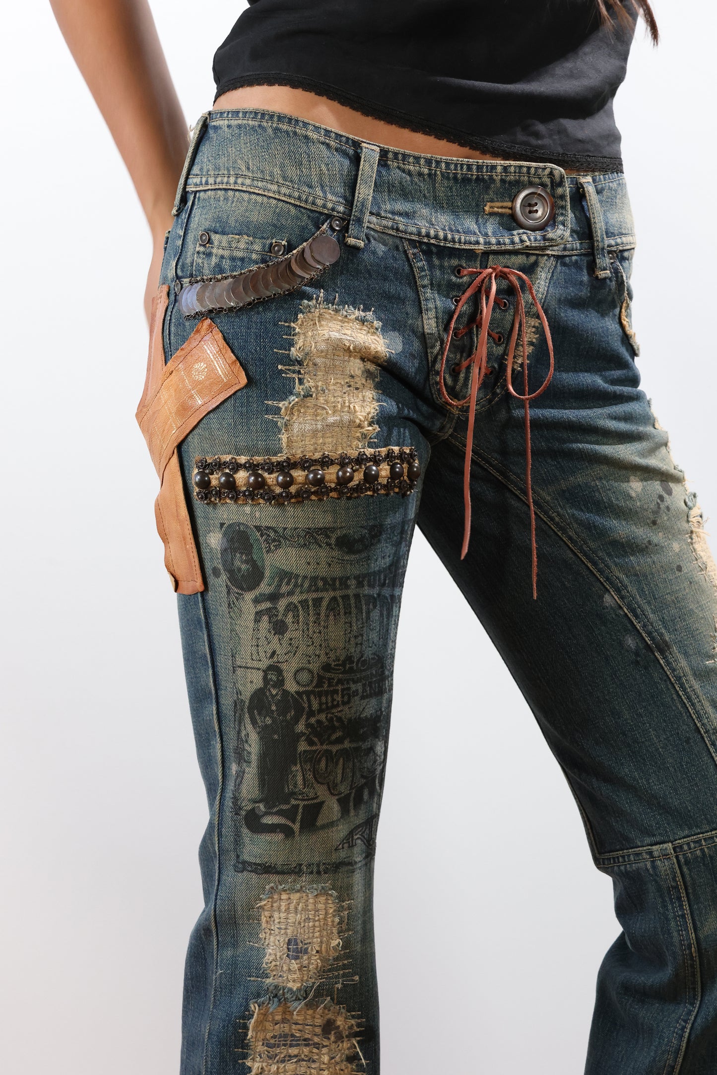 Share Spirit Ladies Jeans Embelished - Psychedelic
