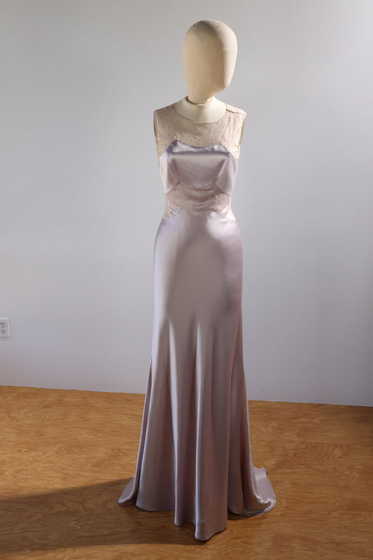 David Fielden Dress Long Satin / Lace - Lilac