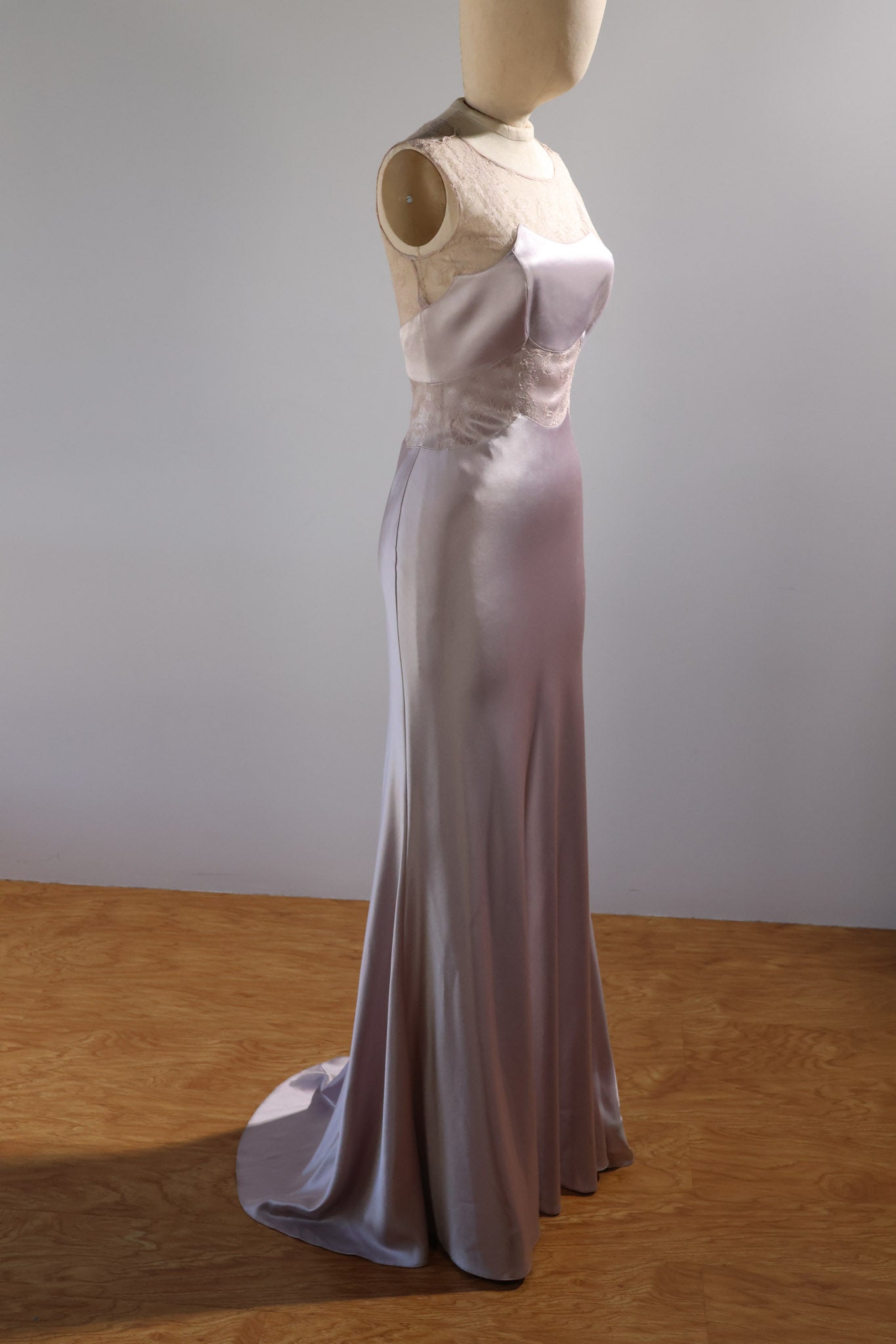 David Fielden Dress Long Satin / Lace - Lilac