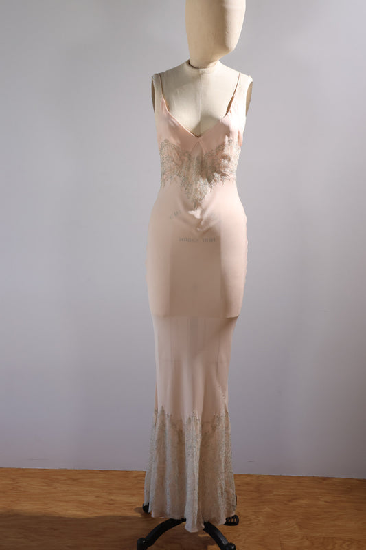 Grachvogel Long Dress Lace Trim - Jade