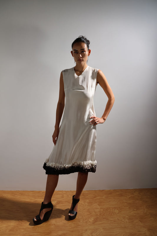 Marc Le Bihan Silk Dress — White / Black