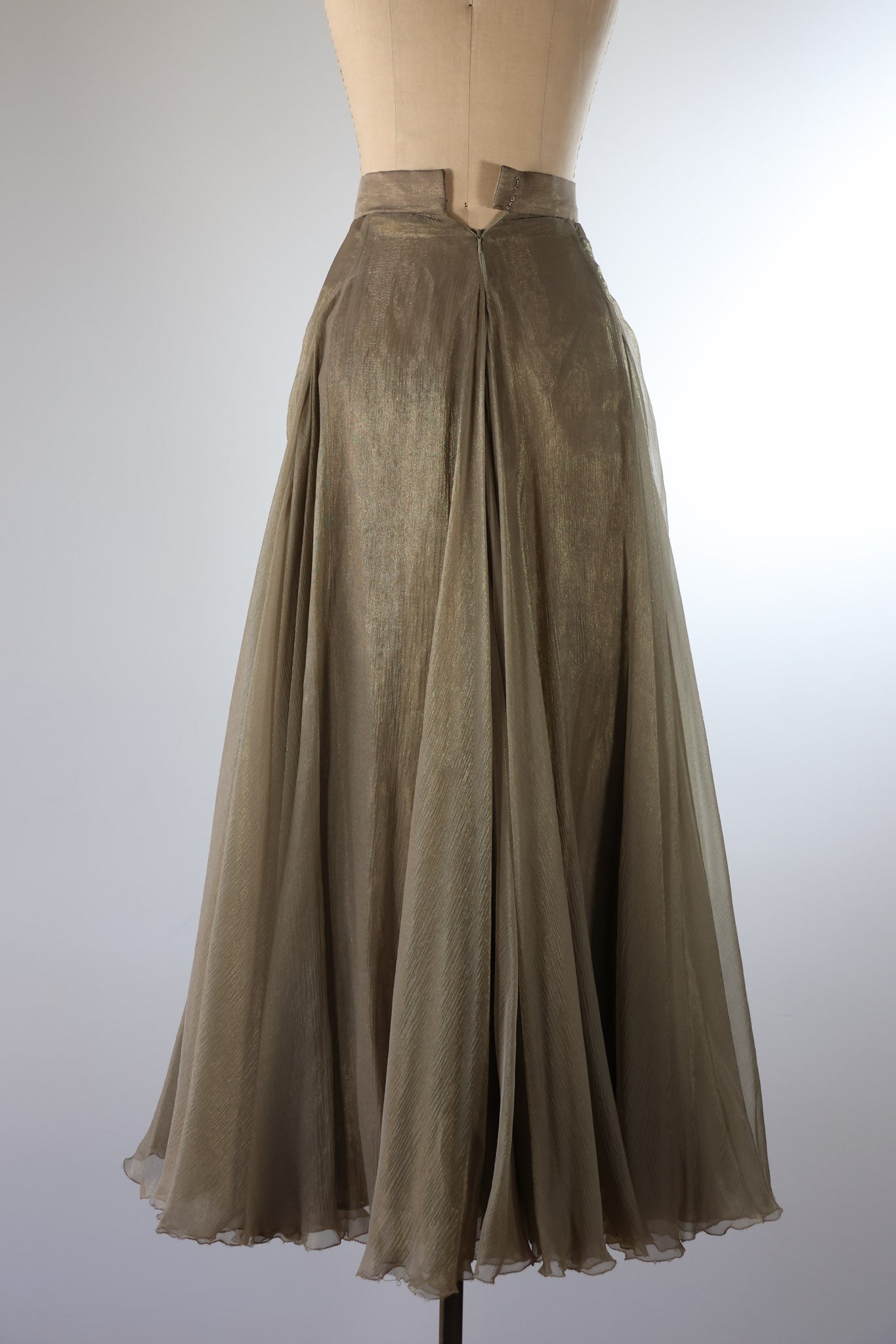 LES HABITUDES New Gored Chiffon / Lurex Skirt — Gold
