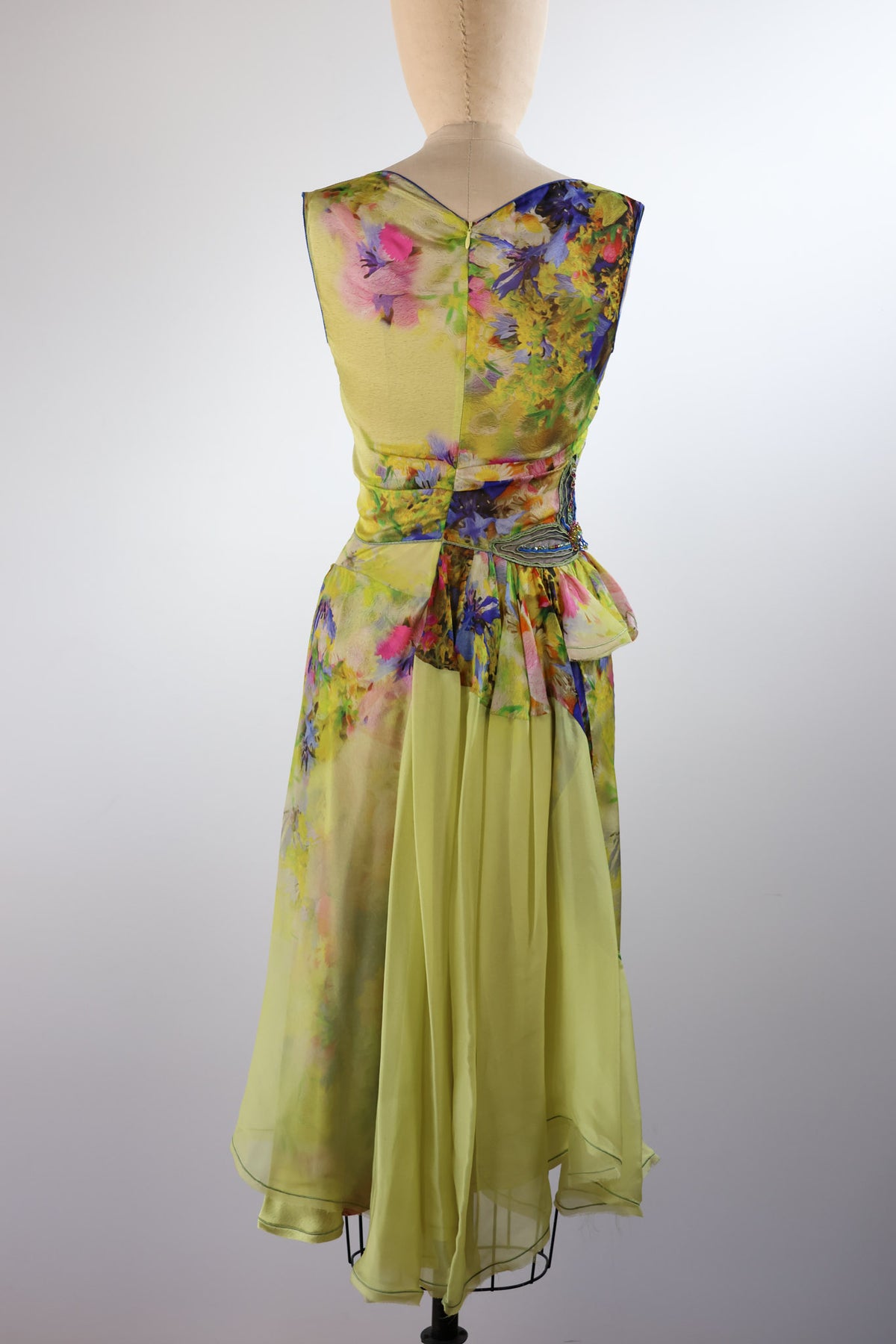 Foddis Gloss Satin &amp; Chiffon Short Dress — Floral Print