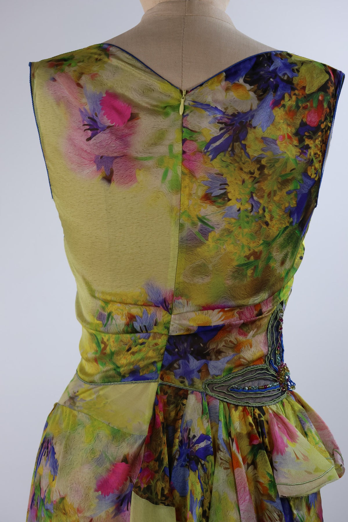 Foddis Gloss Satin &amp; Chiffon Short Dress — Floral Print
