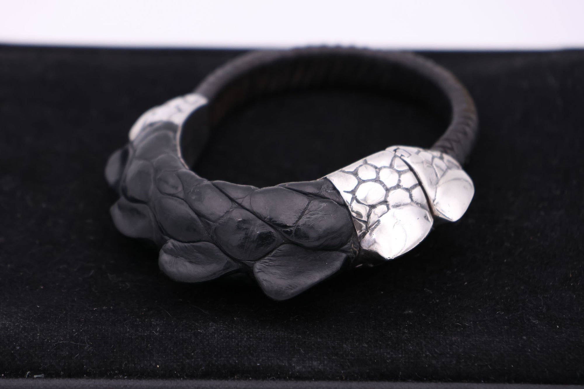 Alligator &amp; Sterling Silver Bracelet