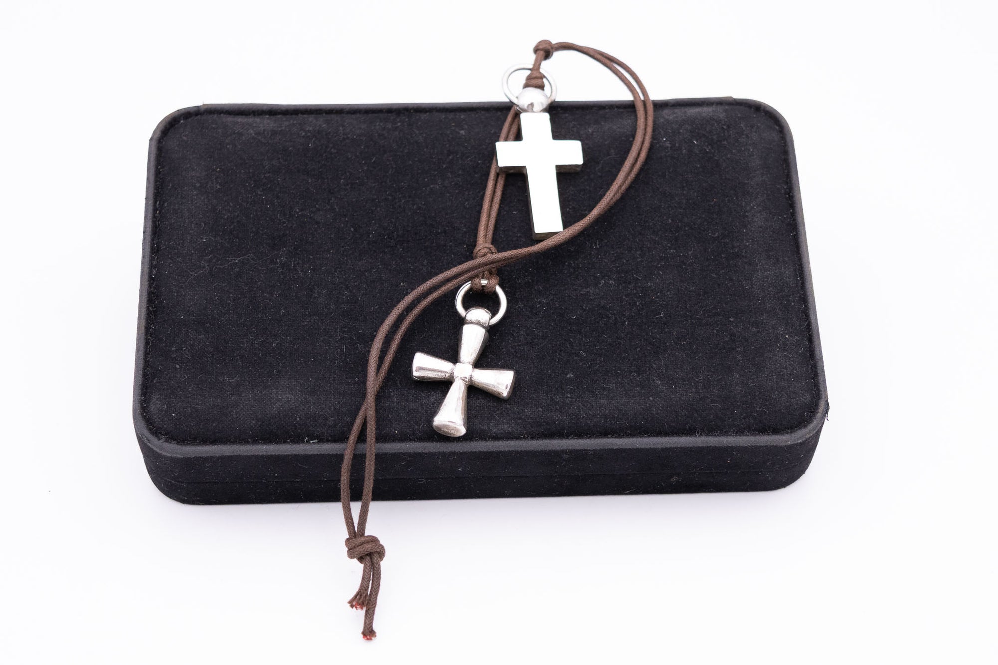Sterling Silver Double Cross Necklace
