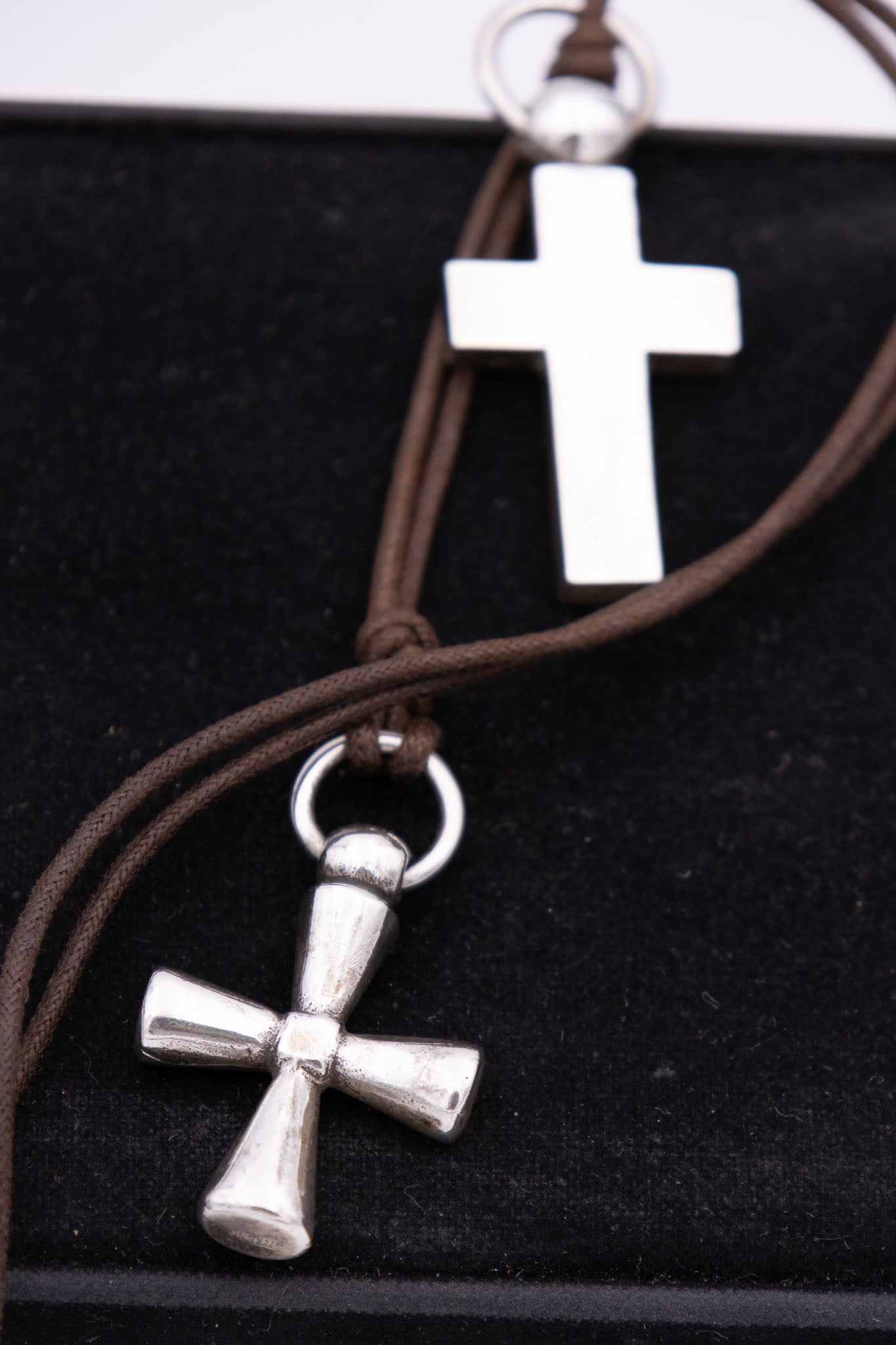 Sterling Silver Double Cross Necklace