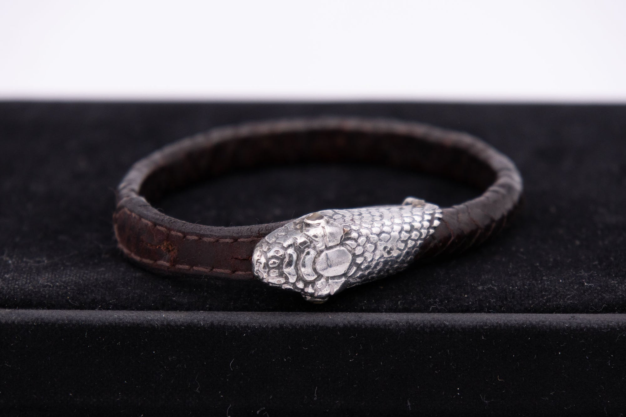 Leather &amp; Sterling Silver Snake Bracelet
