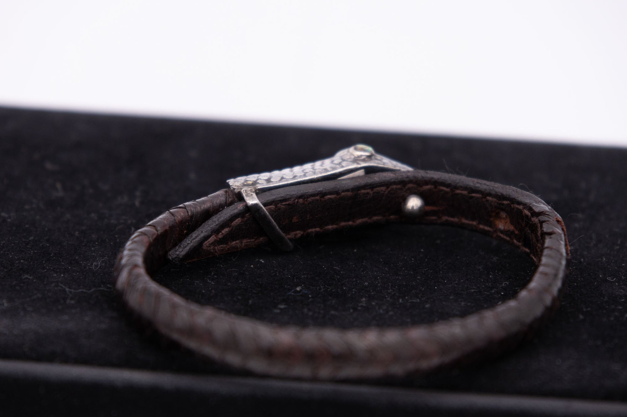 Leather &amp; Sterling Silver Snake Bracelet