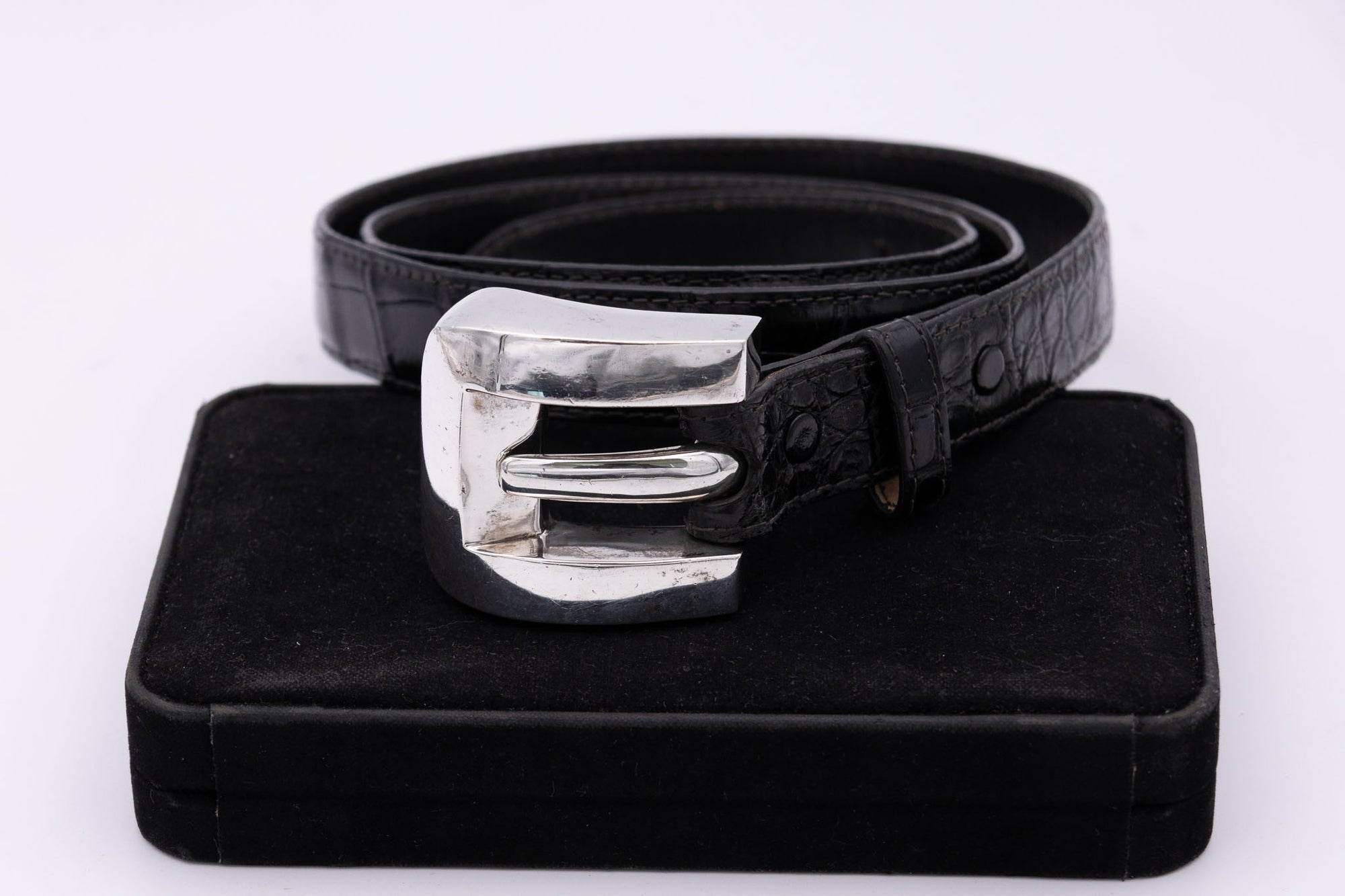 Vintage Patricia Von Musulin Alligator &amp; Sterling Silver Belt