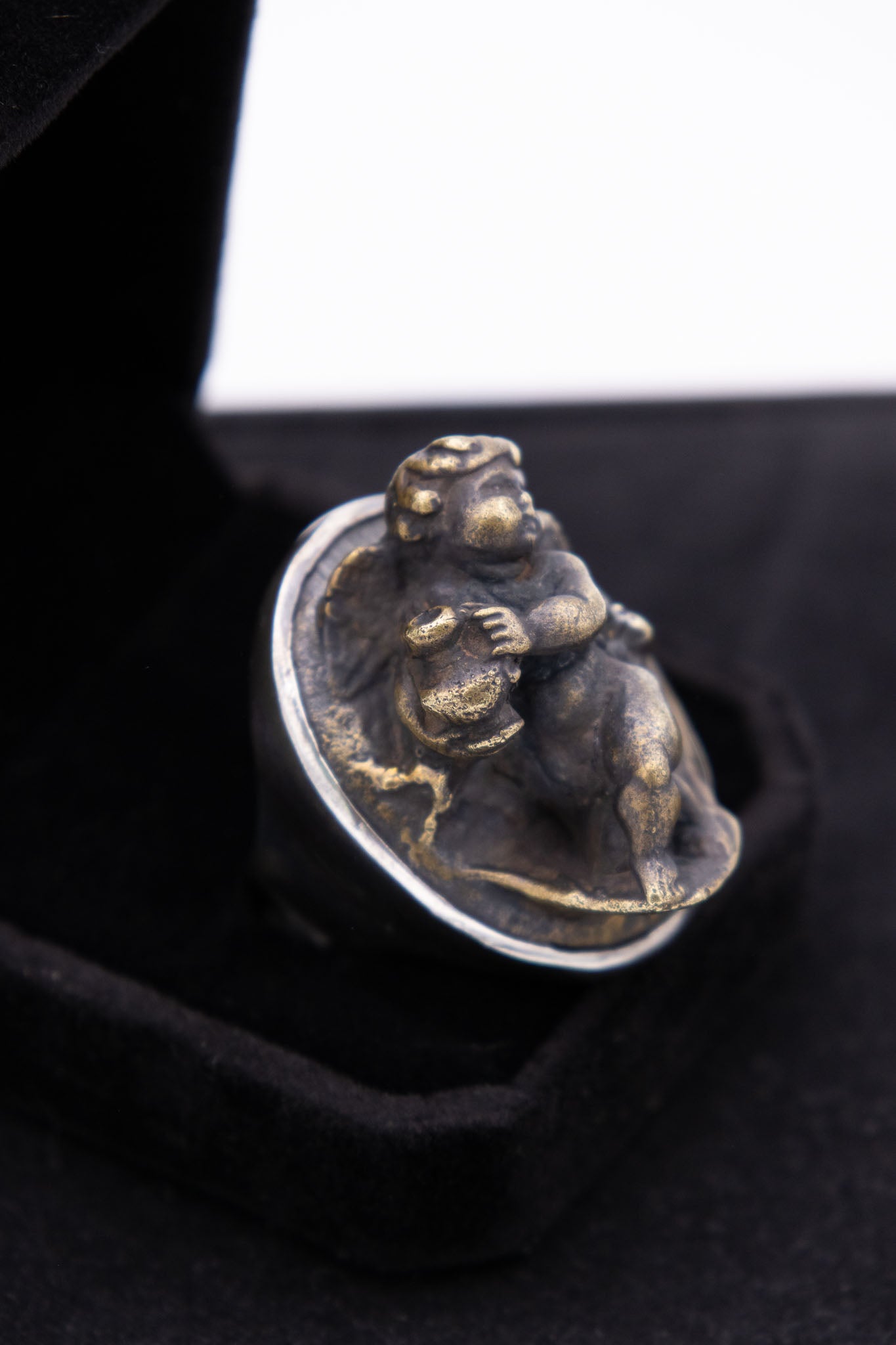 Share Spirit Solid Silver Cherub Ring