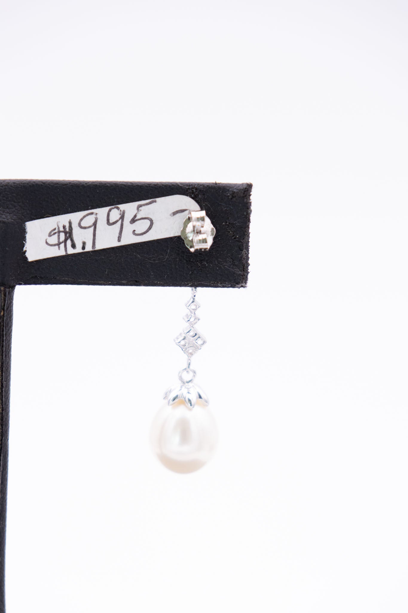 White Gold, Cubic Zirconia &amp; South Sea Pearl Drop Earrings