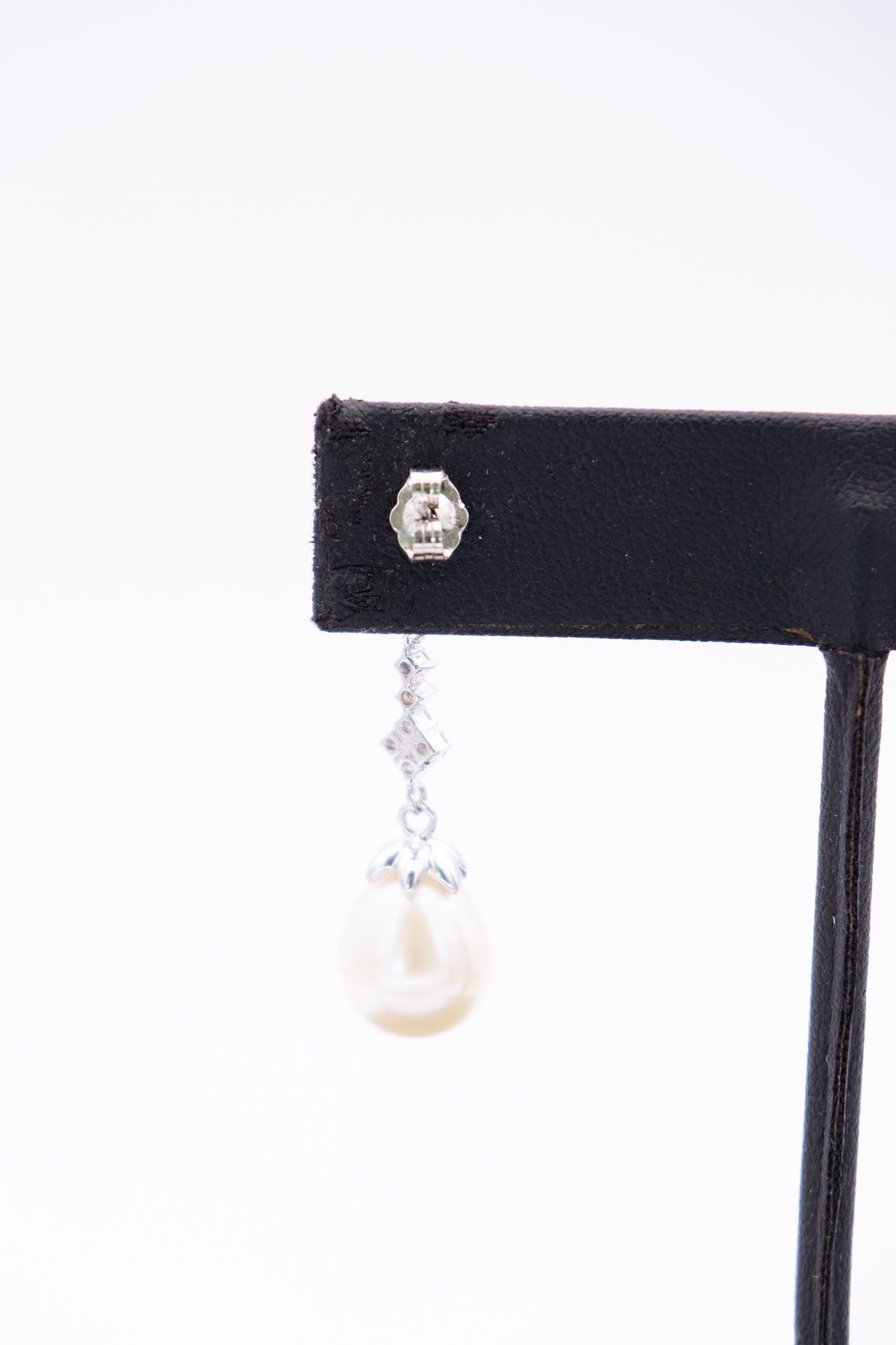White Gold, Cubic Zirconia &amp; South Sea Pearl Drop Earrings