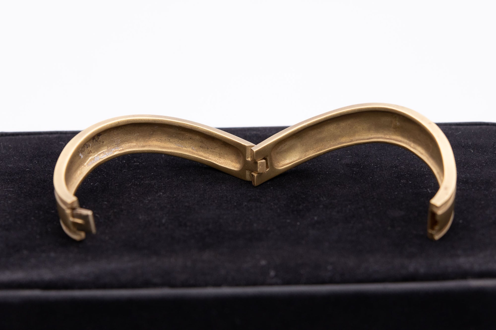 Vintage French 18K Solid Gold Hinged Bracelet
