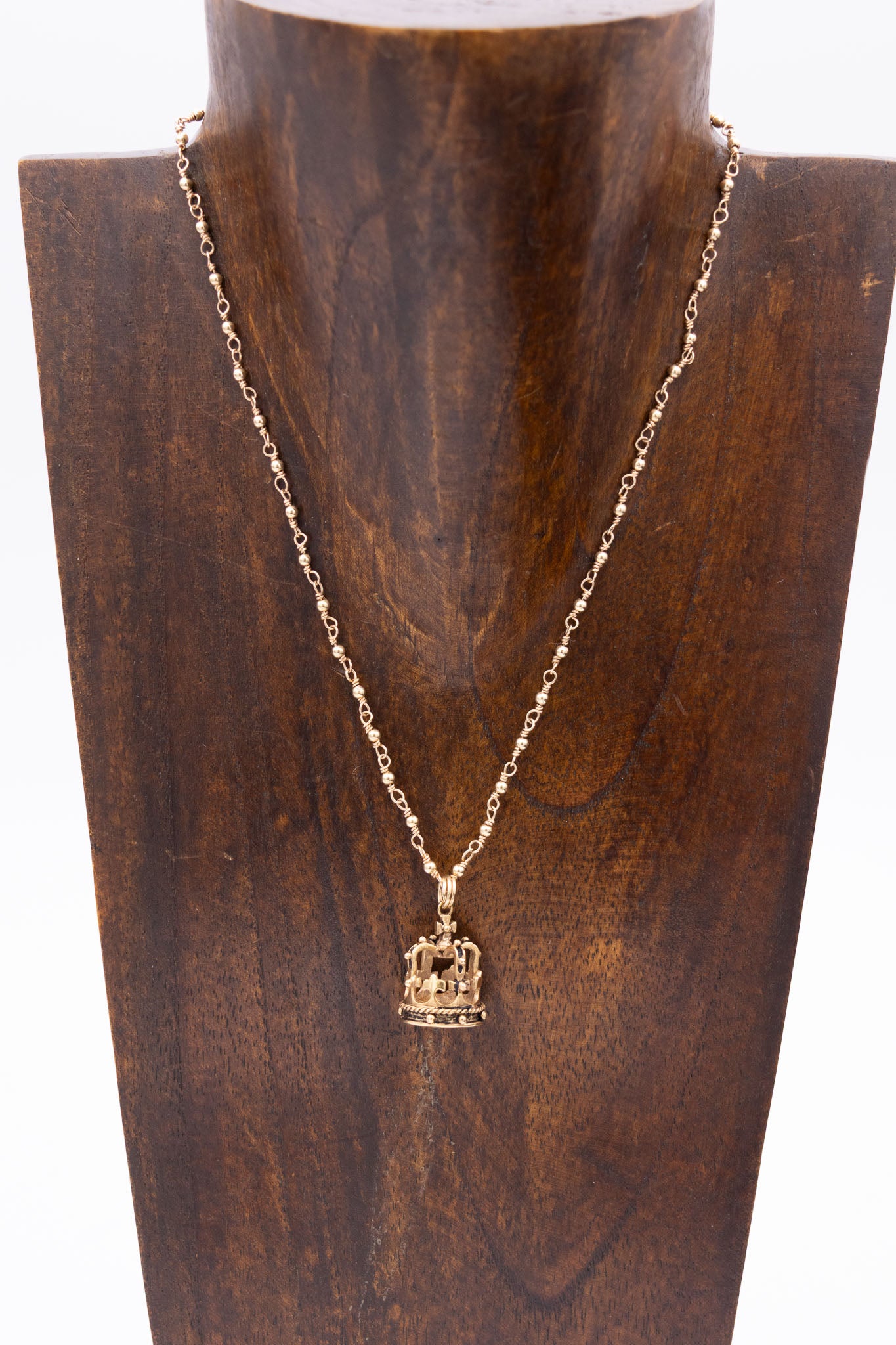 14K Gold Crown Necklace