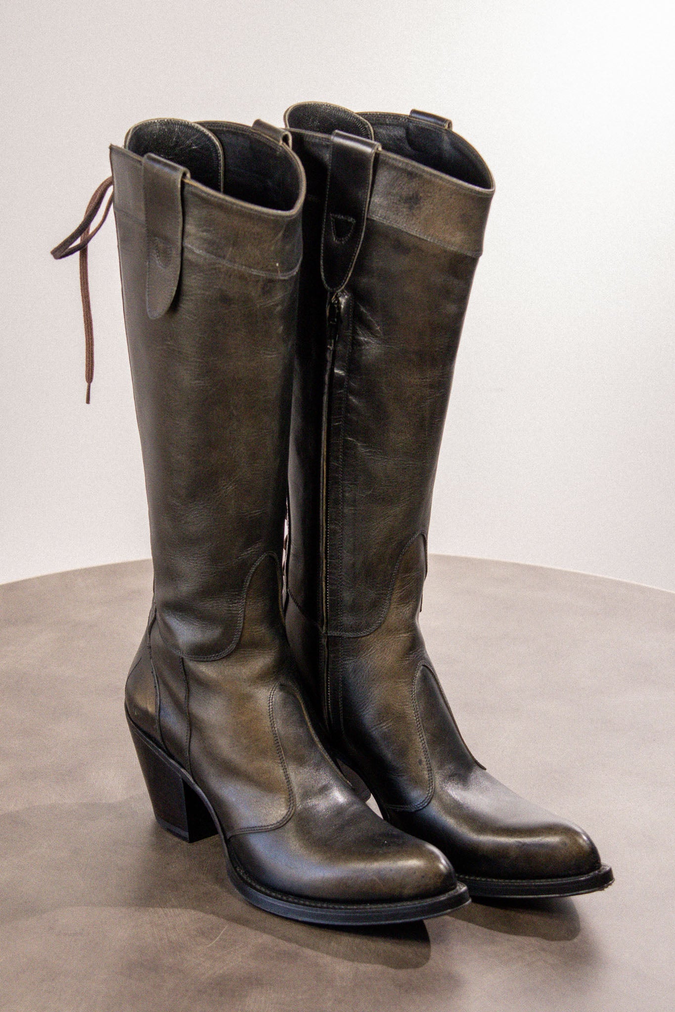 Gianni Barbato Danzica Lace-Up Leather Boot FT24 — Faded Black