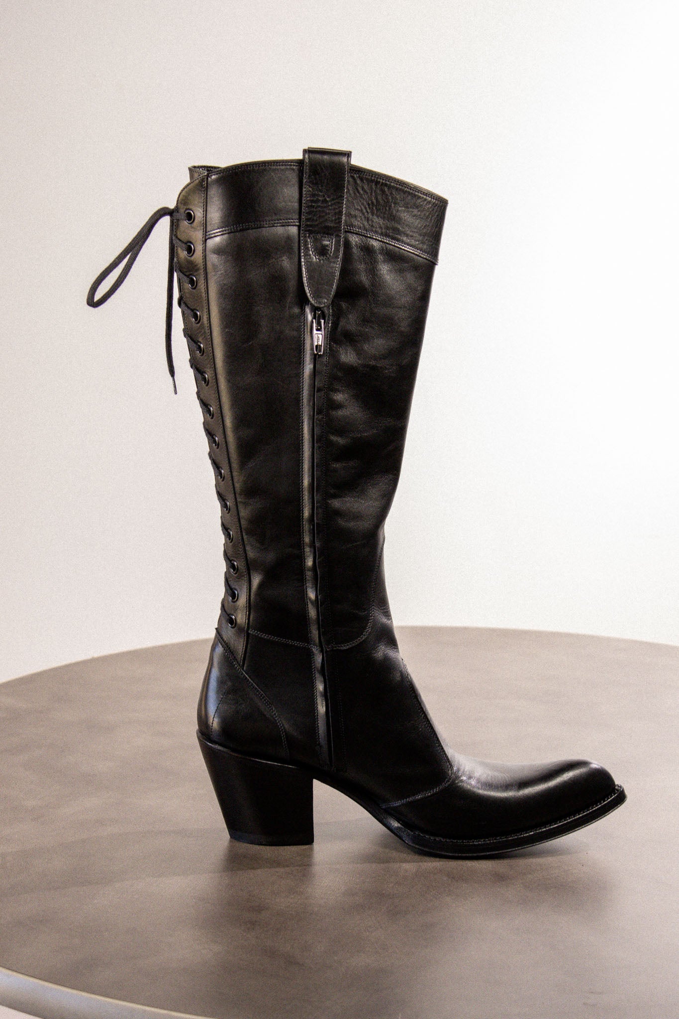 Gianni Barbato Danzica Lace-Up Leather Boot FT24 — Faded Black