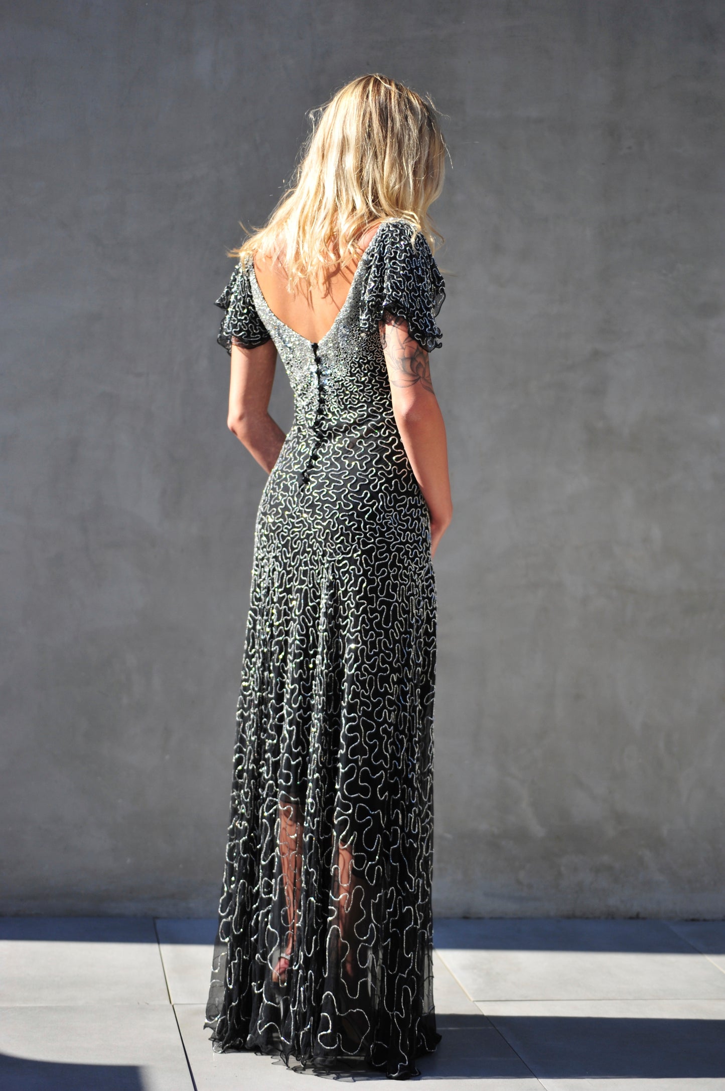 Eavis & Brown Kate Squiggle Dress With Sleeves - Black / Silver